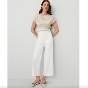 NEW Ann Taylor The Petite Grace Straight Ankle Pant - White, 12P